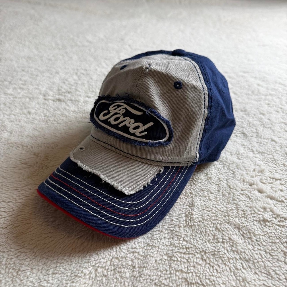Ford Distressed Embroberied Snapback Hat Navy OS